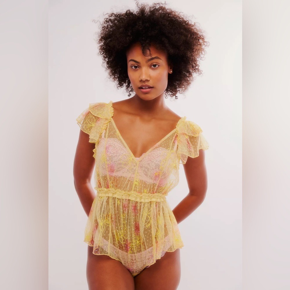 FREE PEOPLE Infinitely Women’s Lingerie Mesh Postcard From Paris Teddy Medium